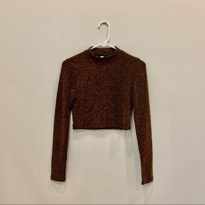 American Apparel metallic mock neck crop top, size small